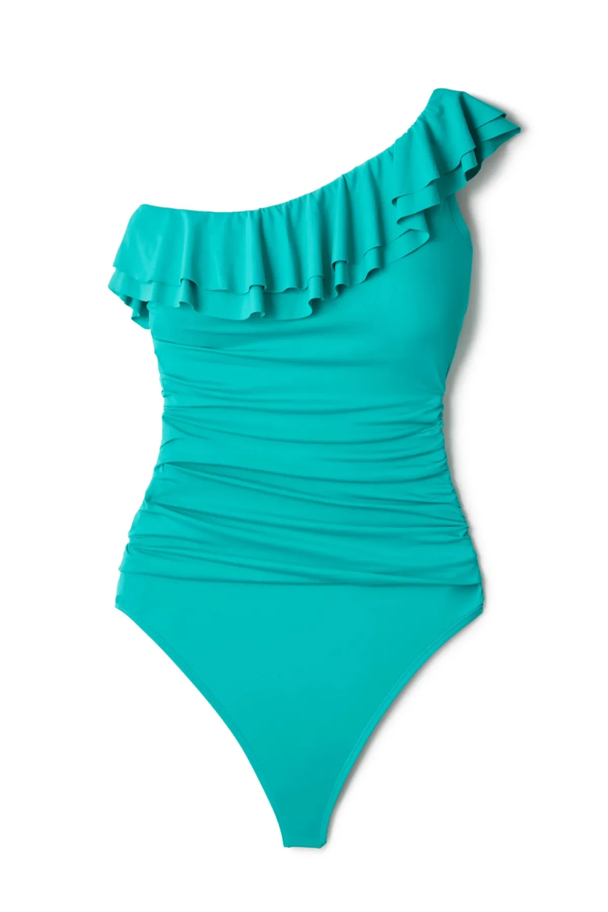 Cerulean Sea Asymmetrical|One Pieces-Ruffle Asymmetrical One Piece Swimsuit