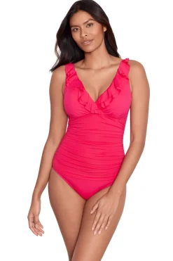 Lauren Ralph Lauren Tank|One Pieces-Ruffle Over The Shoulder One Piece Swimsuit