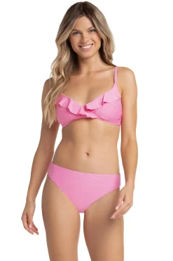 Helen Jon Bikinis-Ruffled Shirred Bikini Top