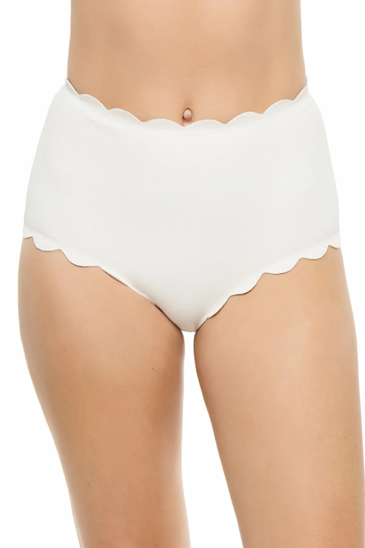 Marysia High Waist|Bikinis-Santa Monica Scallop High Waist Bikini Bottom