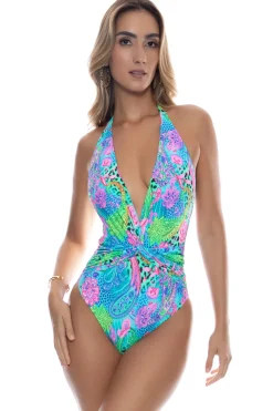 Luli Fama Halter|Plunge-Seaglass Fantasy Plunge One Piece Swimsuit