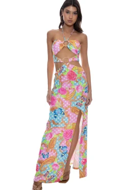 Luli Fama Sundresses-She's Cute Halter Maxi Dress