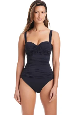 Bleu Rod Beattie Tank|One Pieces-Shirred Underwire One Piece Swimsuit