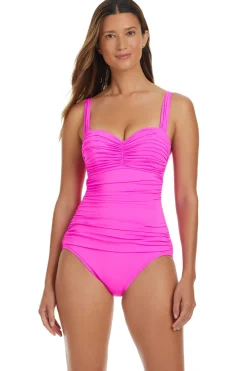 Bleu Rod Beattie Tank|One Pieces-Shirred Underwire One Piece Swimsuit