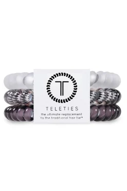 Teleties Hair Accessories-Silver Flames 3-Pack Hair Ties