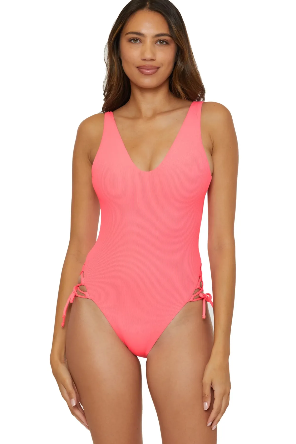 Becca by Rebecca Virtue High Leg|Plunge-Sophie Over The Shoulder One Piece Swimsuit