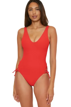Becca by Rebecca Virtue High Leg|Plunge-Sophie Over The Shoulder One Piece Swimsuit