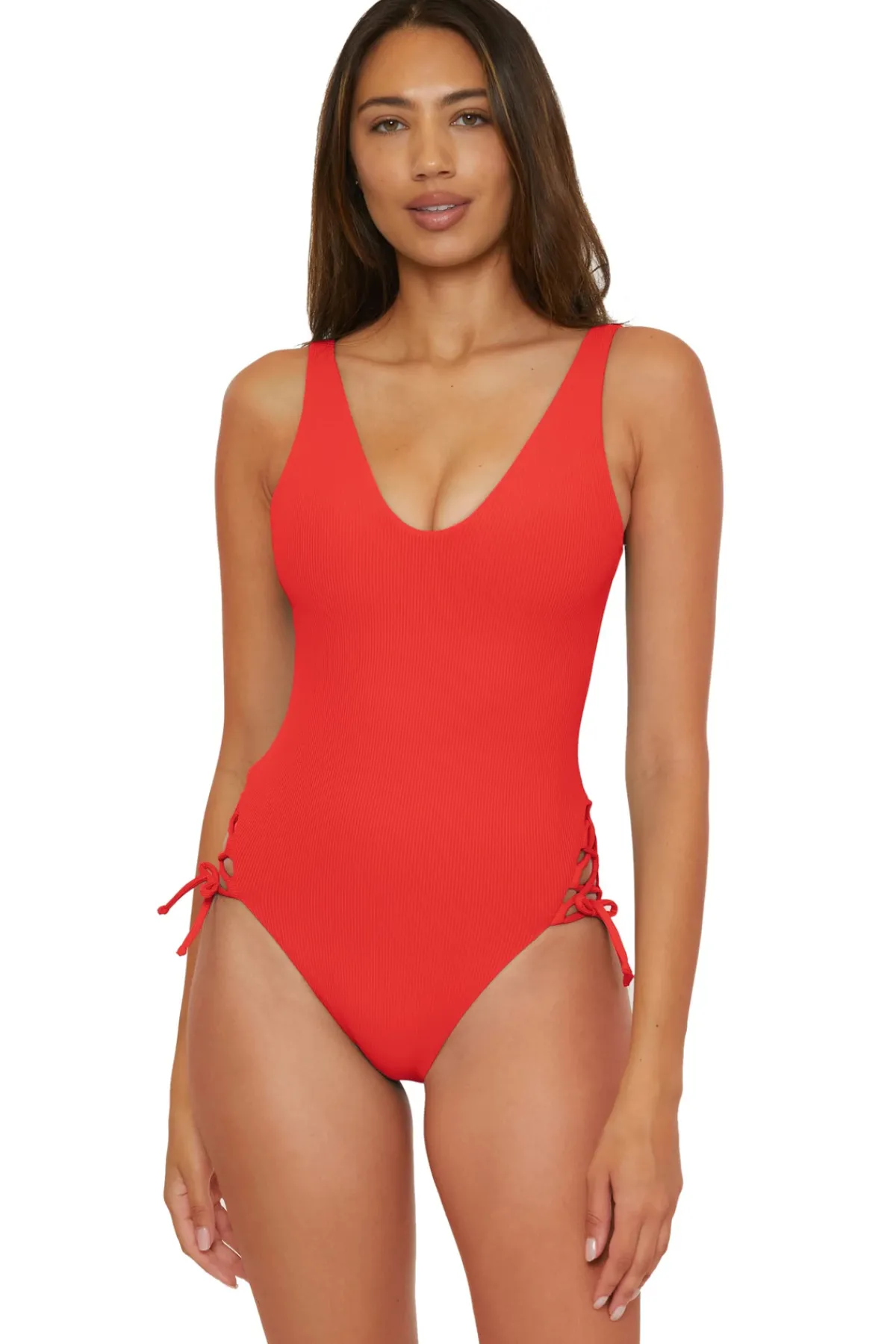 Becca by Rebecca Virtue High Leg|Plunge-Sophie Over The Shoulder One Piece Swimsuit