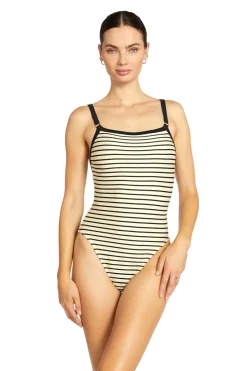 Robin Piccone High Leg|One Pieces-Square Neck One Piece Swimsuit