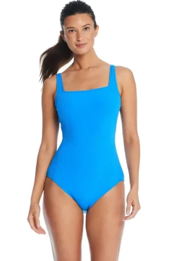 Bleu Rod Beattie Tank|One Pieces-Square Neck Ribbed One Piece Swimsuit