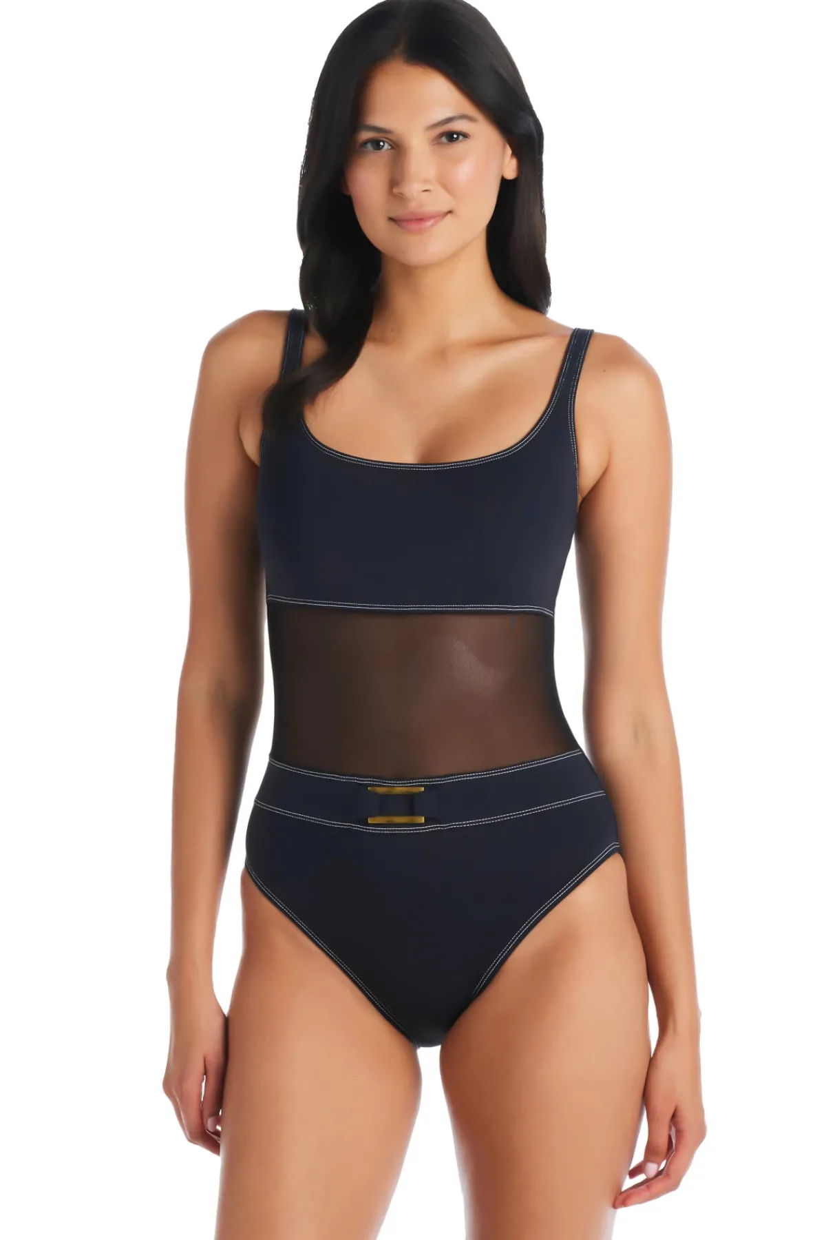 Bleu Rod Beattie Tank|One Pieces-Stitched Mesh One Piece Swimsuit