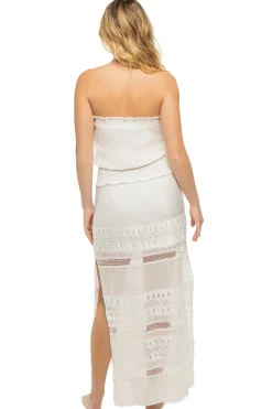 Elan Sundresses-Strapless Lace Maxi Dress