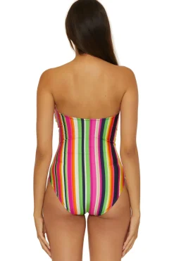 Trina Turk Halter|Bandeau-Stripe Bandeau One Piece Swimsuit