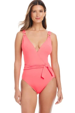 Bleu Rod Beattie Plunge|One Pieces-Surplice One Piece Swimsuit
