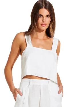 Vitamin A Tops-Tallows Linen Crop Top