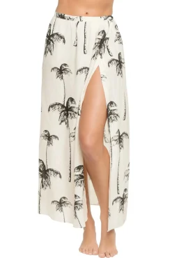 Stillwater Matching Sets|Bottoms-The Palm Button Front Linen Wrap Skirt