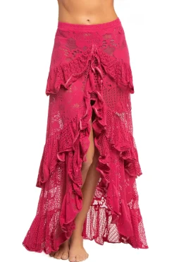 PatBo Bottoms-Tiered Lace Maxi Skirt