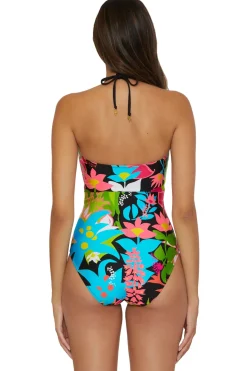 Trina Turk Halter|Bandeau-Tiki Lace-Up Bandeau One Piece Swimsuit