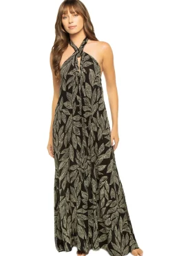 Elan Sundresses-Twist Halter Maxi Dress