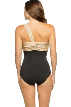 Carmen Marc Valvo Asymmetrical|One Pieces-Underwire Asymmetrical One Piece Swimsuit