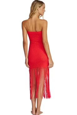 PQ Swim Sundresses-Vanessa Strapless Fringe Midi Dress
