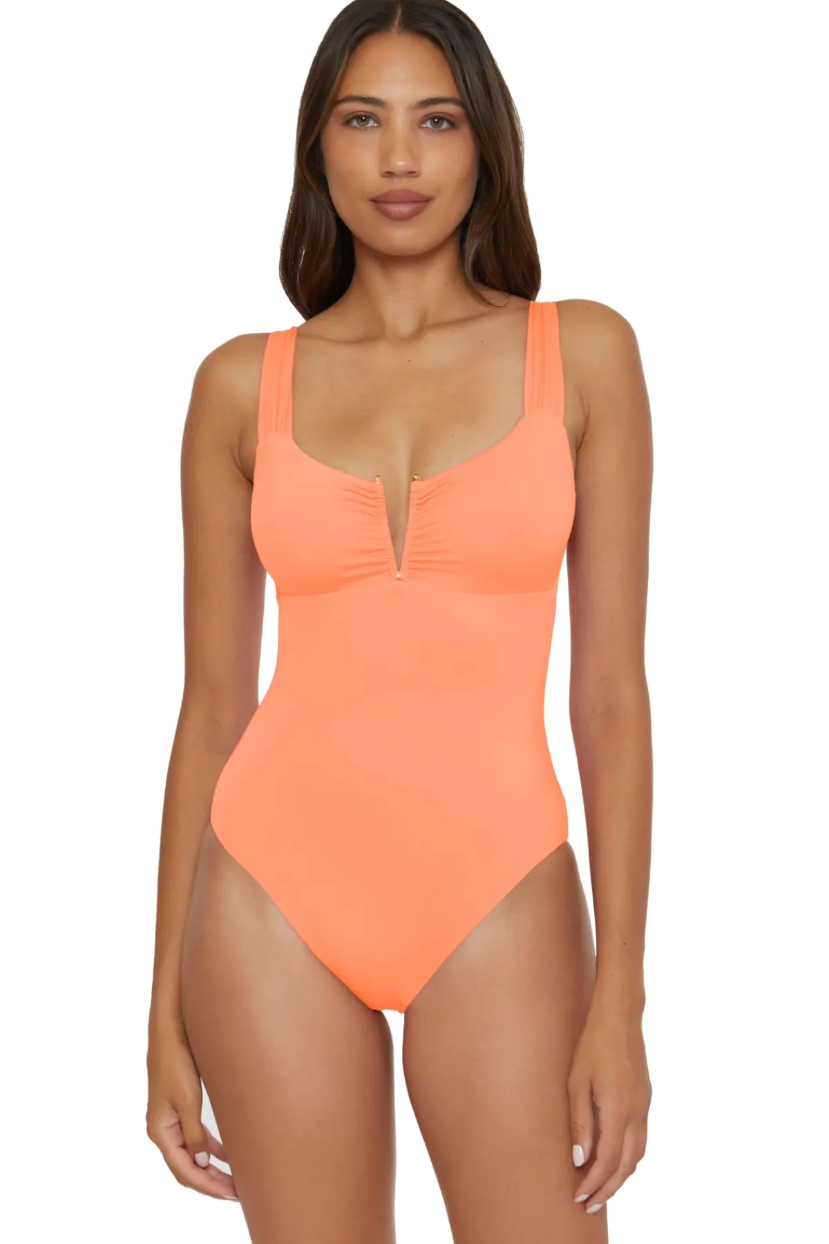 Becca by Rebecca Virtue Plunge|One Pieces-Viviana V-Front One Piece Swimsuit
