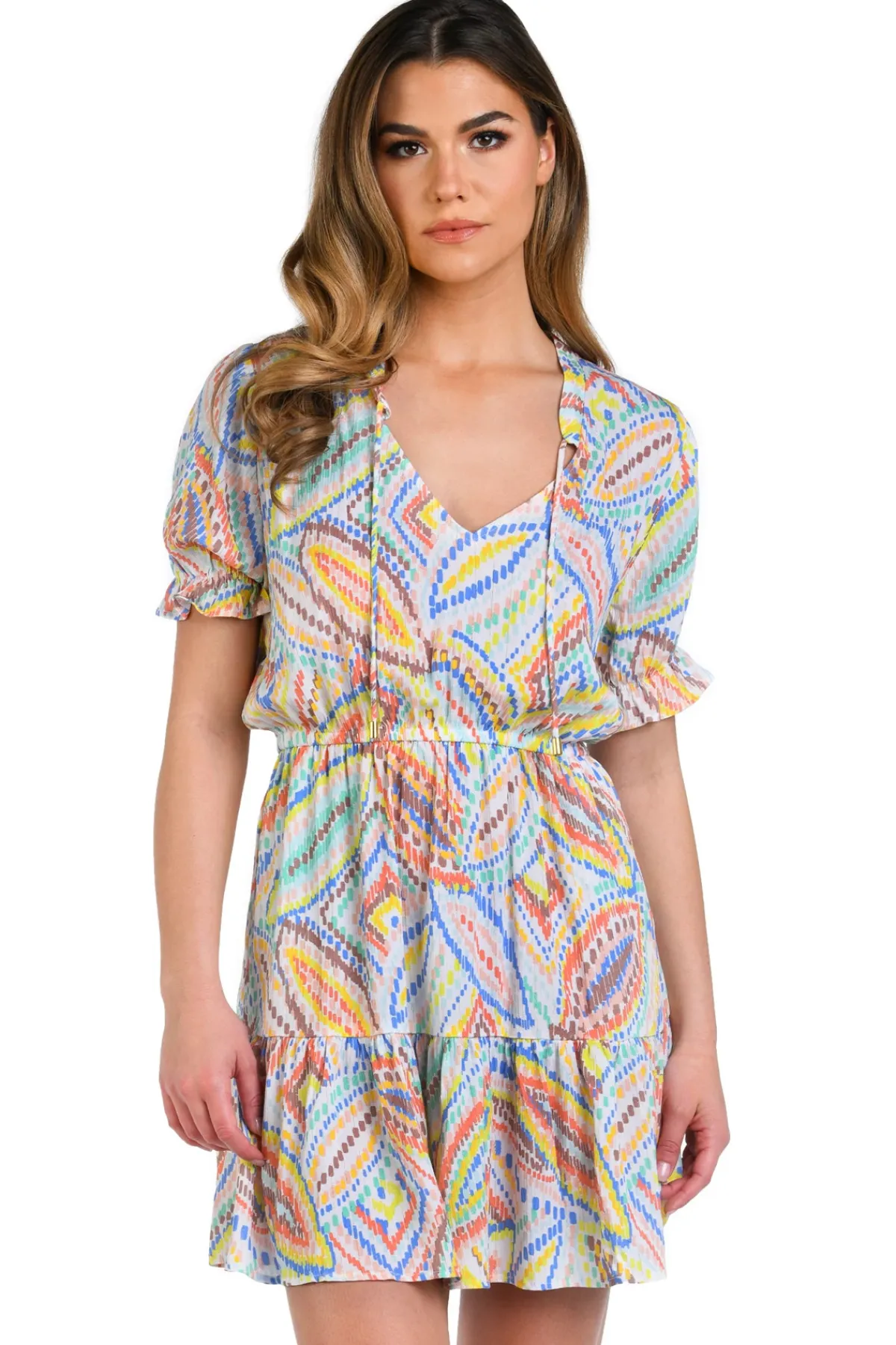 La Blanca Sundresses-V-Neck Cover Up Mini Dress
