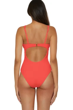 Lucky Brand Plunge|One Pieces-V-Neck One Piece Swimsuit
