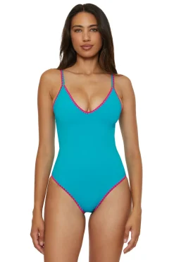 Lucky Brand One Pieces-V-Neck One Piece Swimsuit