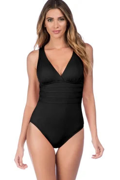 La Blanca Tank|One Pieces-V-Neck Over The Shoulder One Piece Swimsuit