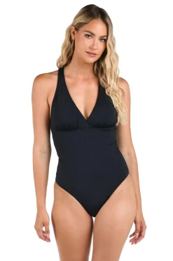 La Blanca One Pieces-V-Neck Racerback One Piece Swimsuit