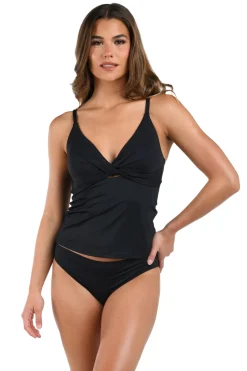 La Blanca Tank|Tankinis-V-Neck Twist Front Tankini Top