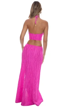 Luli Fama Sundresses-Wave Chaser Halter Maxi Dress