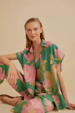 Farm Rio Matching Sets|Shirt Dresses-Winter Garden Button Up Boy Shirt